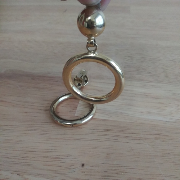 Vintage Gold Clip On Hoop Earrings 2 1/2" - Picture 3 of 3